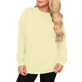 thumbnail image 3 of Womens Crew Neck Sweatshirts Long Sleeve Fall Casual Basic Pullover Loose Fit Top Sweatshirt Fashion Yellow 2XL, 3 of 4