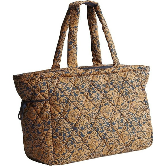 Vera Bradley Women's Featherweight Knollton Travel Tote Bag in Lotus Montage Roasted Pecan