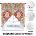 thumbnail image 3 of Swag Curtain Valances Orange Boho Swag Valances for Kitchen Windows Bohemian Tribal Texture Short Topper Curtains Valance Tier Pair for Kitchen Bedroom Living Room Bathroom 28"x36", 3 of 8
