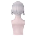 thumbnail image 3 of Peluca corta para cosplay, gris plateado, con trenzas laterales, 40 cm, 3 of 3
