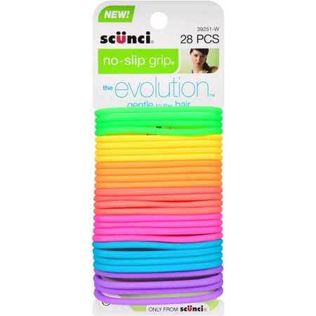 Scunci No Slip Grip Hair Elastics, 39251-W, 28 count