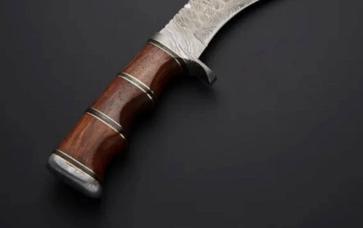 AJSANITY 16" FULL TANG DAMASCUS Fixed Blade BOWIE Hunting SURVIVAL Knife GURKHA KUKRI KNIFE