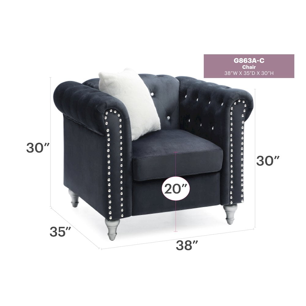 Glory Furniture Raisa Accent Chair in Black Color