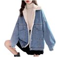 thumbnail image 2 of Lilgiuy Fashion Women Casual Cowboy Pockets Long Sleeve Thickened Tops Jacket Coat for Holiday, 2 of 5