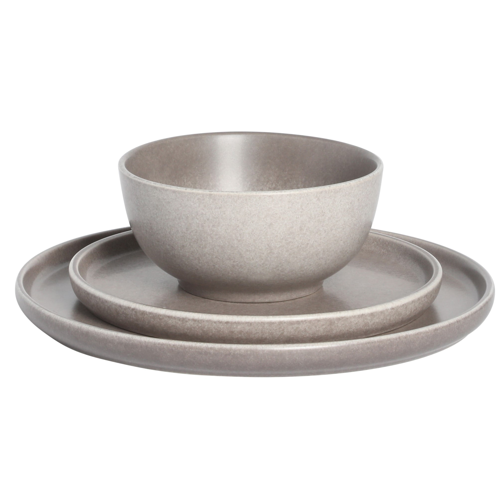 Gibson Elite 12 Piece (Service for 4) Eden Rock Reactive Glaze Round Dishes Stoneware Dinnerware Set - Matte Brown