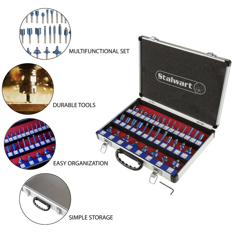 Stalwart Router Bit Set with 35-Piece Kit and 1/4-Inch Shank and Storage Case Stalwart Router Bit Set with 35-Piece Kit and 1/4-Inch Shank and Storage Case