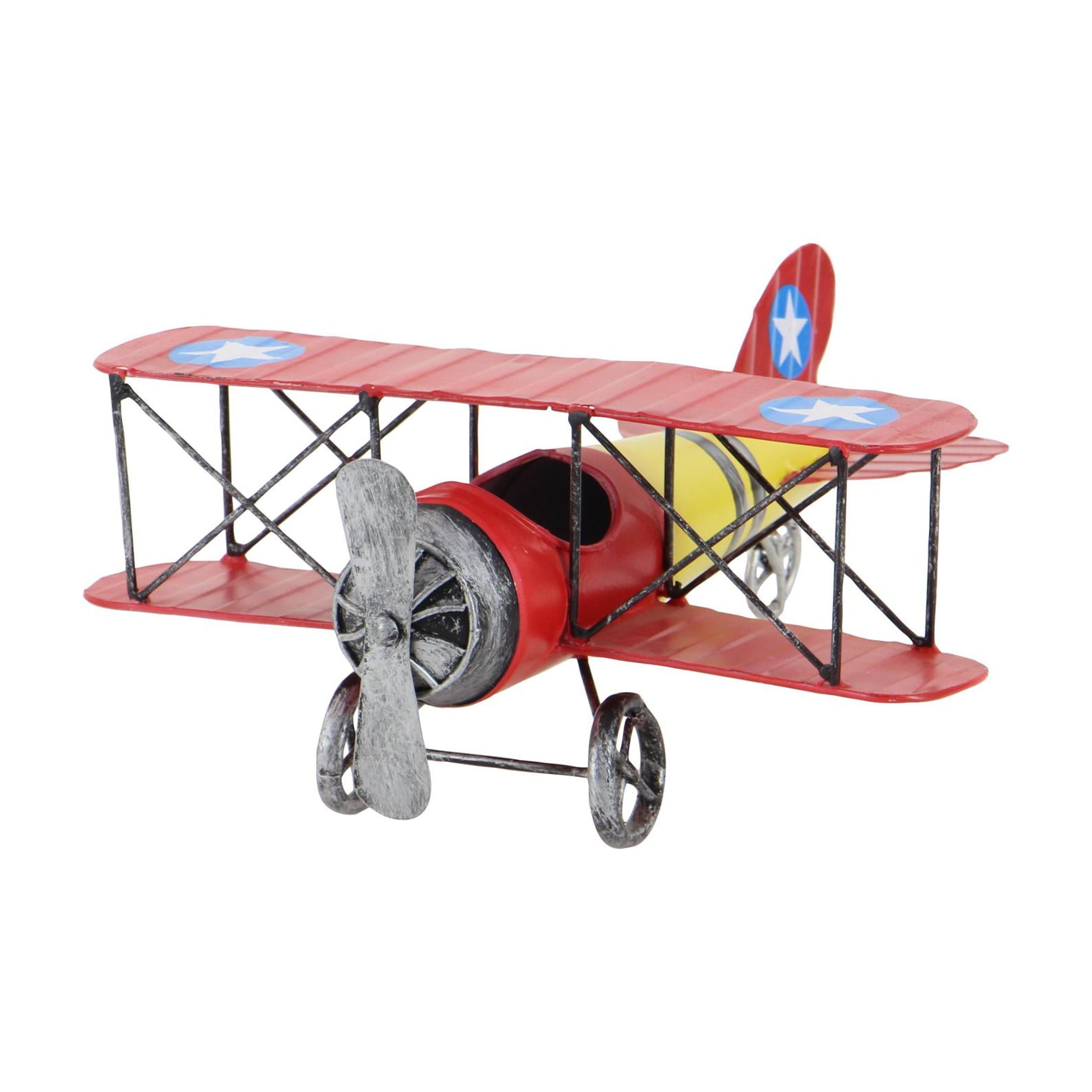 DecMode Red Metal Airplane Wall Decor