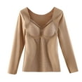 thumbnail image 2 of Lovzfmll Women's Winter Thermal Underwear with Solid Color, V-Neck Long Sleeve with Seamless Built-in Bra for All-Day Cold Protection, 2 of 9