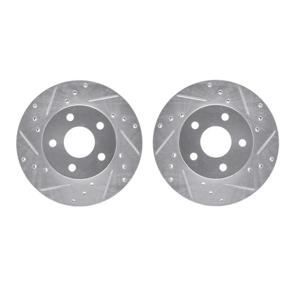 Dynamic Friction Company Front Brake Rotors-Drilled and Slotted-Silver 7002-59000