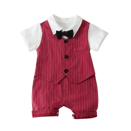 

Rovga Boys Bodysuits Summer Short Sleeved Onesie Children S English Gentleman Style Onesie One Year Old Dress Gentleman Kids Toddler Clothes