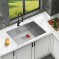 thumbnail image 2 of Stainless Steel Kitchen Sink 28 Inch Undermount Sink - 28" x 18" x 9" Undermount Stainless Steel Kitchen Sink 16 Gauge 9 Inch Deep Single Bowl Kitchen Sink Basin, Includes Drain Assembly (No Addition, 2 of 7