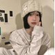 thumbnail image 5 of Protectores de oídos de invierno para mujer, gorro torcido de masa frita de lana cálida y tejido grueso, color Beige, 2 uds., 5 of 5
