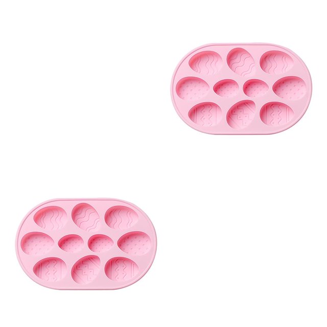 Wosthever Molde de silicona Pascua 10 cavidad huevo pastel molde DIY hornear Chocolate hielo bandeja Halloween hornear rosa 2piezas Wosthever CBP066275