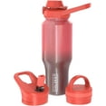 thumbnail image 2 of Coldest Sports Water Bottle - 3 Insulated Lids (Chug Lid, Straw Lid, Loop Lid ) Double Walled, Thermo Mug, Metal Canteen (36 oz, Nebula Red Glitter), 2 of 6