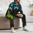 thumbnail image 7 of Susaid Fluorescent Wolf Print Men's Long Sleeve Pajama Set, Two-Piece Button-Down Loungewear PJs Set, Comfortable Sleepwear for Relaxation-X-Large, 7 of 7