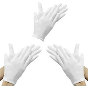 White Cotton Gloves, 12 Pairs of White Gloves are Suitable for Dry Hand Moisturizing Cosmetics, Hand Spa, Jewelry Coin Inspection, Inspection Gloves, and Service Gloves. Moisturizing Gloves