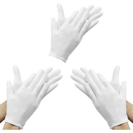 White Cotton Gloves, 12 Pairs of White Gloves are Suitable for Dry Hand Moisturizing Cosmetics, Hand Spa, Jewelry Coin Inspection, Inspection Gloves, and Service Gloves. Moisturizing Gloves