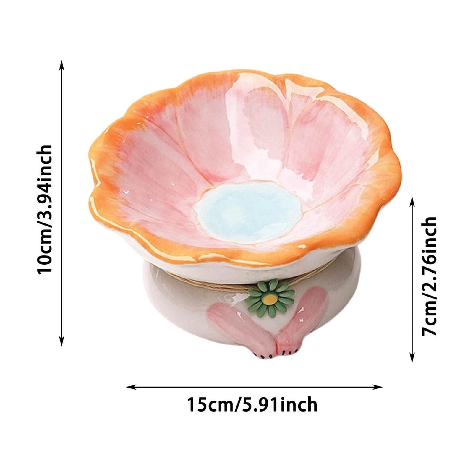 Elevated Ceramic Pet Bowl 15 Angle Shallow Dish Design for Improved Digestion and Spinal Health in Cats and Dogs