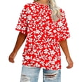thumbnail image 4 of Xdegoge T Shirt for Women Round Neck Short Sleeve Casual Artistic Everyday Wear Oversized Fit Large Watercolor Botanical Floral Graphic Print Soft Stretchy Summer Spring Tops, 4 of 6