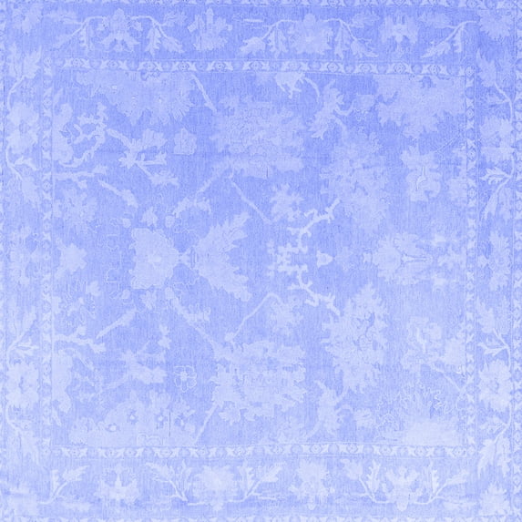 Ahgly Company Machine Washable Indoor Square Oriental Blue Traditional Area Rugs, 7' Square