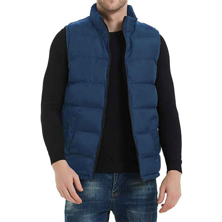 fvwitlyh Denim Vest Men Men s Puffer Vest Lightweight Warm Sleeveless Jacket for Hiking Travel Golf Walmart