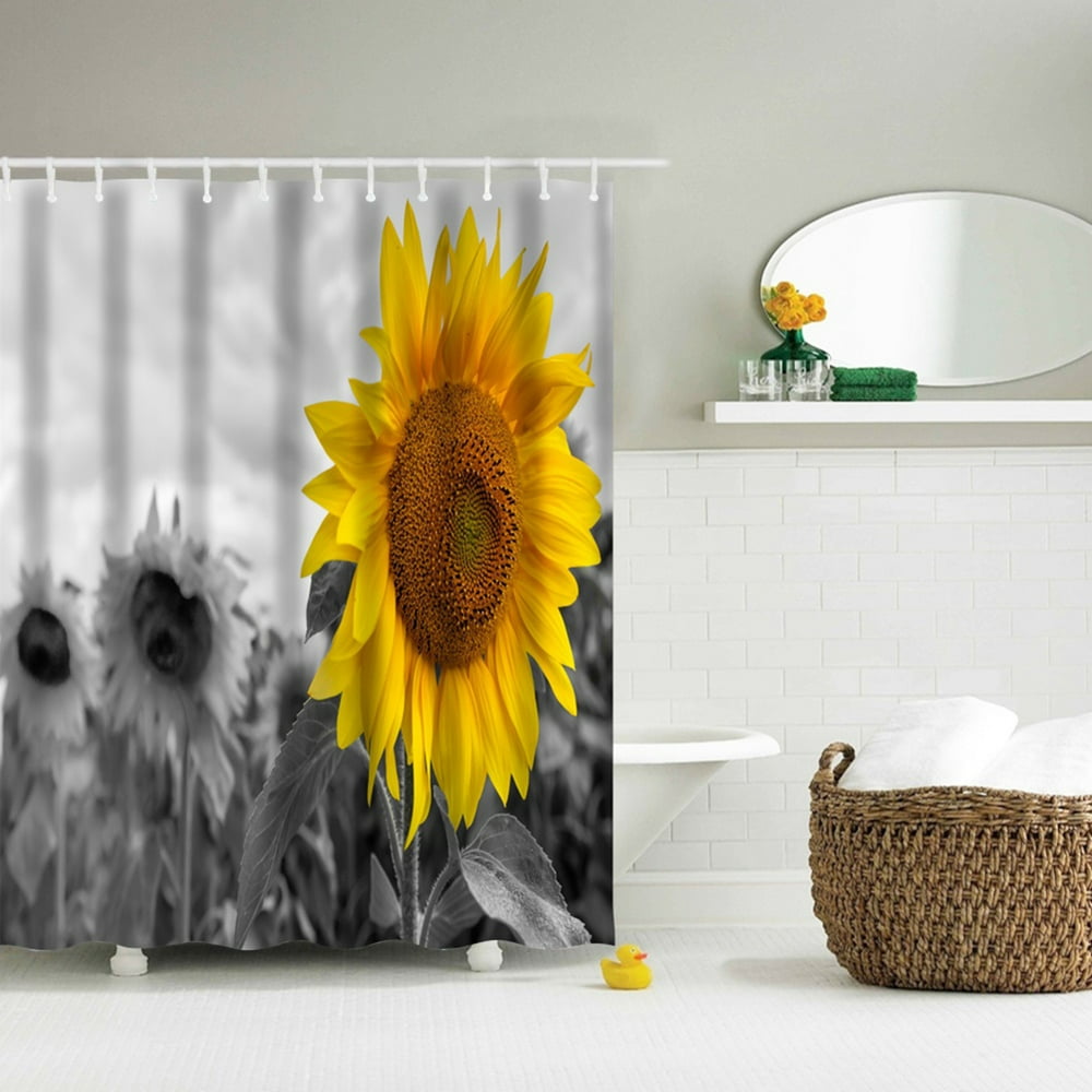 Shower Curtain Sunflower Polyester Waterproof Shower Curtain Bathroom