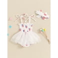 thumbnail image 6 of Raccmtaty Baby Girls Independence Day Romper Dress Sleeveless Flag Print Tulle Patchwork Romper with Headband, 6 of 9