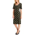 thumbnail image 3 of Connected Womens Petite Printed Midi Dress, Green/4P, 3 of 4