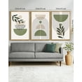 thumbnail image 5 of SHENIFY large 24x36in3pcs Natural Framed Green Botanical Boho Wall Art Modern Sage Bohemian Wall Decor Abstract Geometry Lines Prints Ready to Hang, 5 of 5