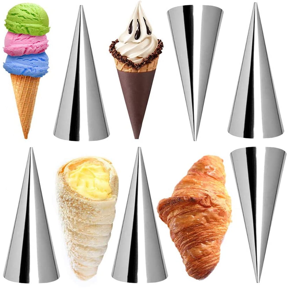 SPRING PARK 6pcs Cream Horn Molds Baking Cones Stainless Steel Roll