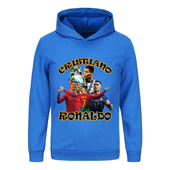 Boys Girls CR7 Cristiano Ronaldo Football Star Cartoon Graphic Printed Costume Hoodies Sweatshirt Hooded Tracksuit Long Sleeve Pullover Jogging Hoody Casual Sweater Outerwear Clothes Kid Gift 4-13