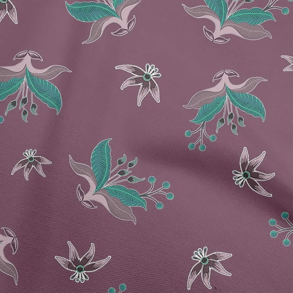 oneOone Cotton Flex Dark Teal Green Fabric Floral Dress Material Fabric Print Fabric By The Yard 40 Inch Wide-5672