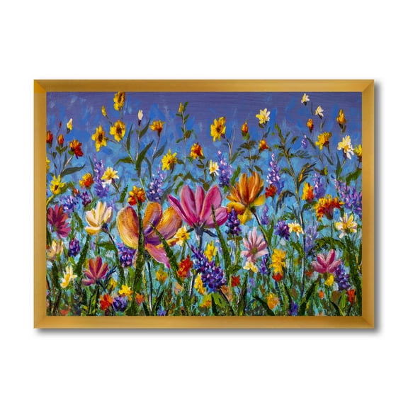 Designart 'Wildflowers and Daisies In Summer Garden Field I' Traditional Framed Art Print