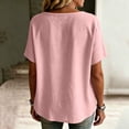thumbnail image 6 of Stamzod Shackets for Women Casual V Neck Button Down Shirt Tops Summer Beach Short Sleeve Shacket Pink B S, 6 of 7