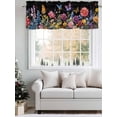 thumbnail image 5 of Spring Elegant Flowers Curtain Valances for Windows, Black Pastoral Floral Kitchen Valance Window Treatment, Light Filtering Block Curtains for Bathroom/Bedroom/Living Room 42'' x 18'', 5 of 9