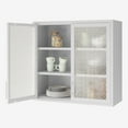 thumbnail image 2 of Retro Style Metal Bathroom Cabinet, Wall Mounted Medicine Cabinet with Glass Doors and 2 Adjustable Shelves, Medicine Cabinet Organizer for Kitchen,Living Room,Hallway, Begonia-Embossed Glass, White, 2 of 7