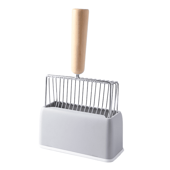 2025 New! Metal Cats Litter Scoop with Holder Stand, Heavy Duty and Easy Clean Grey