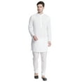 thumbnail image 5 of In-Sattva Men's Indian Mandarin Collar All Over High Embroidered Kurta Tunic; White AOH-1; SM, 5 of 6