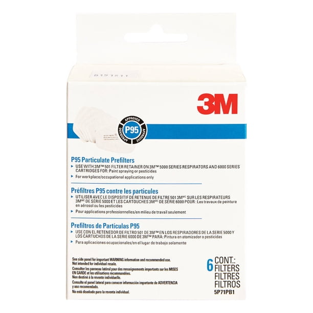 Filtro de repuesto para máscara respiratoria 3M P95 5000, blanco, 3 pares