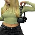 thumbnail image 2 of Women‘s Y2K Slim Crop Tops Solid Color Long Sleeve  Neck T-Shirts Basic Tee Yoga Workout Tops, 2 of 6