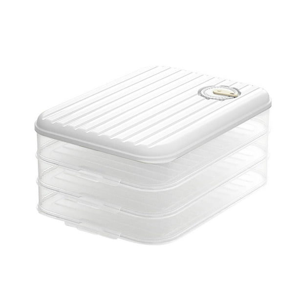 Contenedor de almacenamiento de alimentos para refrigerador con tapa | Caja organizadora transparente para dumplings | Contenedor de plástico para cocina y refrigerador para carne, verduras