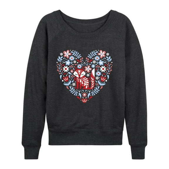 Instant Message - Christmas Scandinavian Fox - Women's French Terry Long Sleeve Pullover