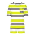 thumbnail image 6 of Abomasnow Lounge Sets for Women Casual Short Sleeve Crew Neck T-Shirts and Elastic Waist Shorts 2 Piece Stripe Print Pajama Outfits, 6 of 6