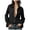 Black, variant on Women Lapel Full Front Zip Up Long Sleeve Flared Cuff Lightweight Woven Blouse Shirt Black for Size XXL