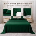 thumbnail image 6 of Dan River Bed Sheet Set King 4 Piece Hunter Green Breathable Soft Cotton Jersey Sheets with Deep Pockets, Unisex, 6 of 10