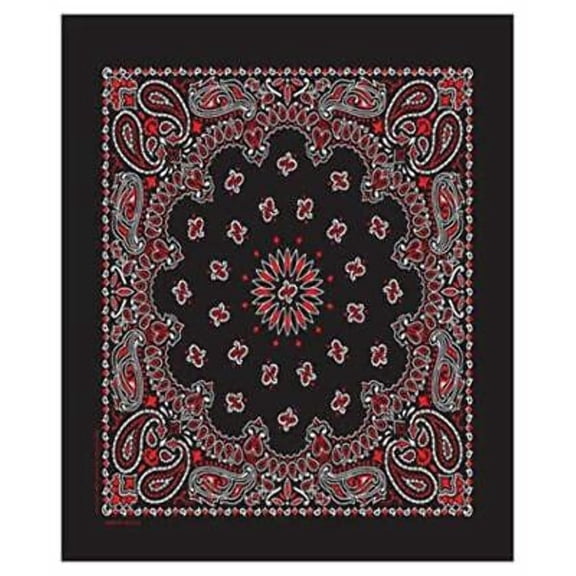 USA-Made Cotton Bandana – Black, Red, and White