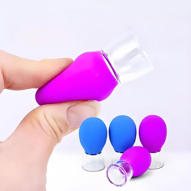 Conjunto de ventosas faciales de 4 piezas, succión al vacío, tazas portátiles de ventosas de silicona, tazas de para la espalda relajación del