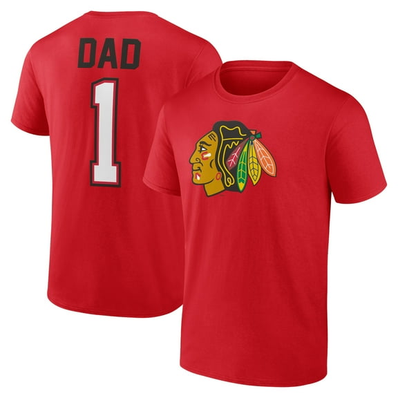 Men's Red Chicago Blackhawks Father's Day #1 Dad T-Shirt