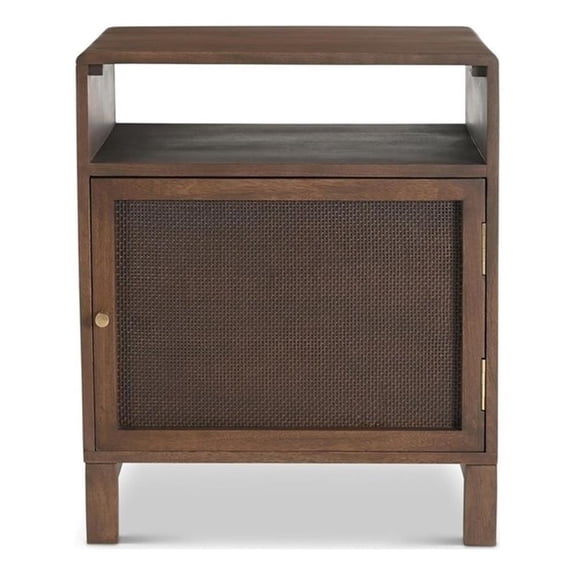 Pemberly Row Modern Solid Wood Frame 22" Nightstand in Walnut