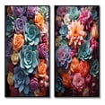 thumbnail image 2 of Designart "Succulent Delight Blue and Yellow Succulents" Succulent Framed Wall Art Set Of 2 - Multi-Color Floral Frame Gallery Set For Office Decor, 2 of 6